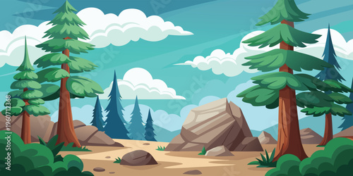 A beautiful minimalist vector illustration of layered mountains during a vibrant sunset twilight