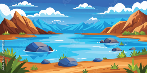 A solitary hiker trekking through a peaceful mountain landscape under a vibrant red sunset sky