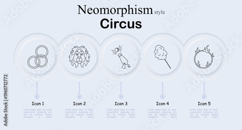 Circus entertainment set icon. Performance rings, lion, cannon stunt, cotton candy, fire hoop, festival show, amusement, spectacle, stage attraction, acrobatics, carnival atmosphere