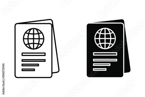 Passport Icon with Globe Symbol for International Travel