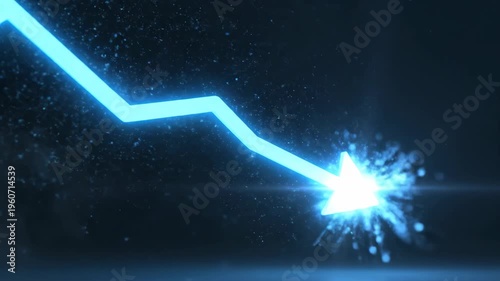 Neon blue downward trend line graph.