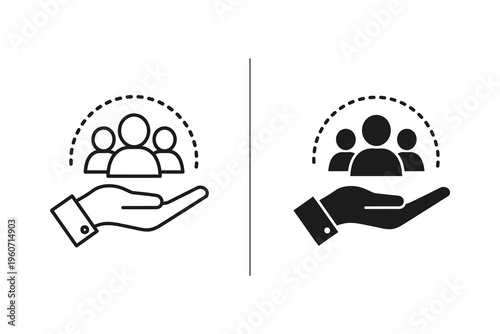 Community Protection Hand and People Group Icon Set