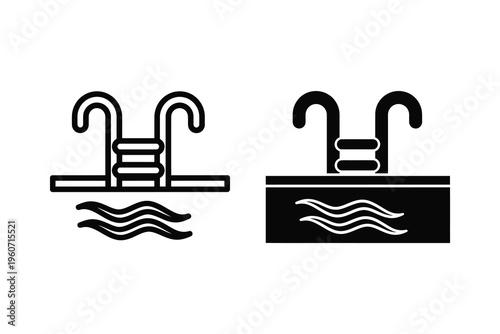 Swimming Pool Icon: Aquatic Recreation and Water Activity Ladder Symbol