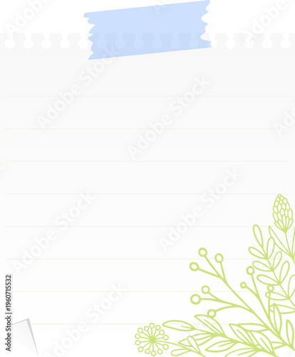 Notepad with flower corner and tape