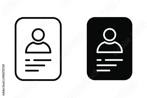Profile icon, outline and silhouette, for user account, contact, and personal information