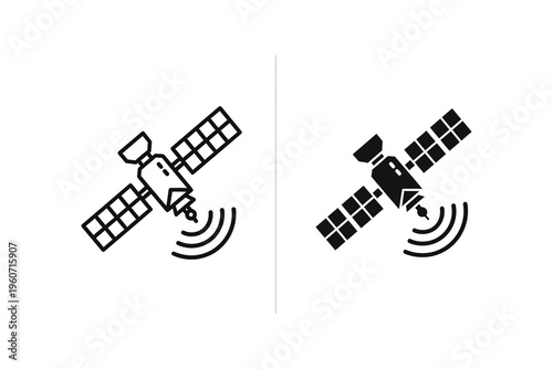 Space Satellite Communication and Global Signal Transmission Icon