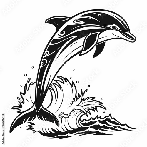 dolphin---black-design-on-white-background-