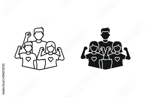 Activist Community Group Raising Fists in Solidarity - Human Rights & Social Justice Icon