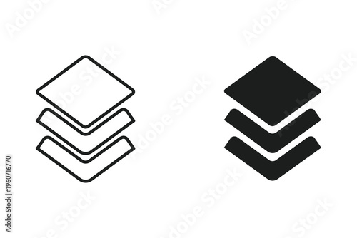Multi Layer Stack Icons in Thin Line and Bold Solid Vector Style