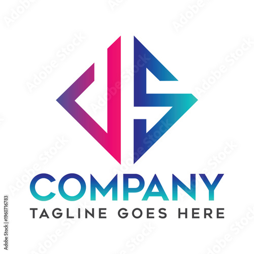 Free Download Modern letter JS logo design on white background, creative monogram J S logo with abstract geometric shape, elegant initials logotype branding identity - GFXLoad