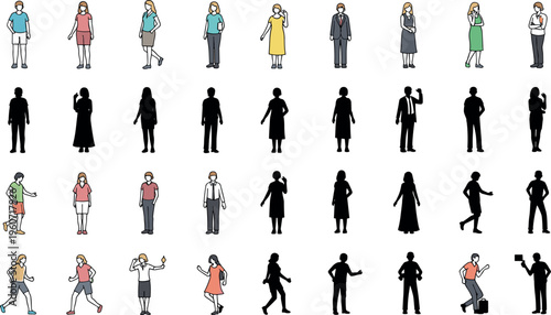 Human silhouette icon vector illustration with decorative design, elegant recognition artwork, creative posture composition, ornamental background pattern