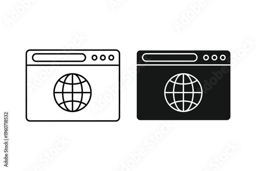 Global Internet Web Browser Navigation Line and Glyph Icons