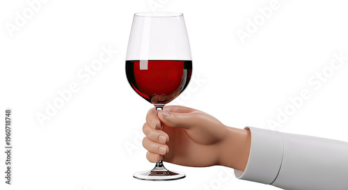 Hand Holding Glass of Red Wine