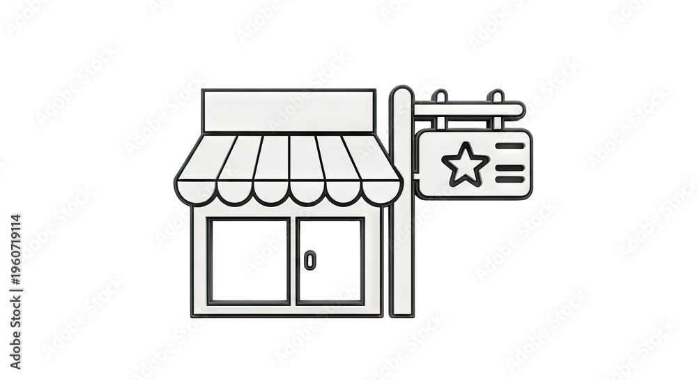 Naklejka premium Storefront Icon with Star Sign