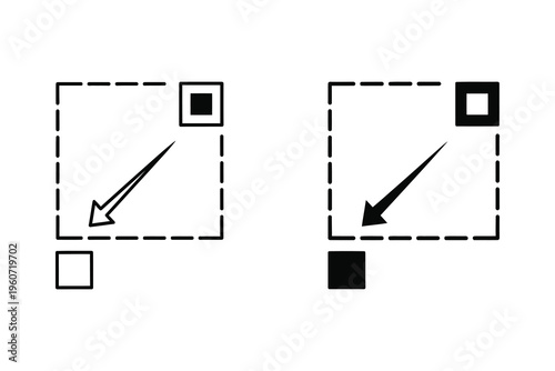Foto Resize or Scale Icon with Dotted Square and Arrow