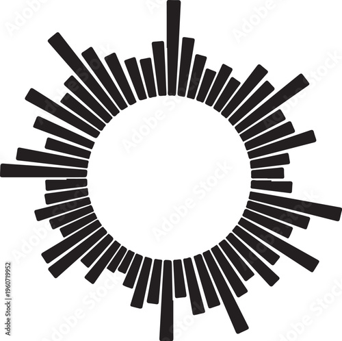 Geometric Sunburst Design with Black Lines on White Background