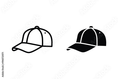 Baseball Cap Sports Hat Icon Set for Fashion and Athletic Designs