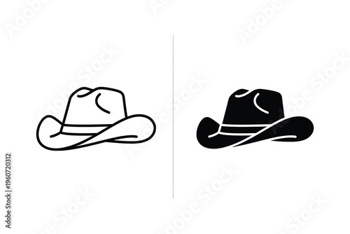 Cowboy Western Hat Icon Set for Ranch and Country Style Designs