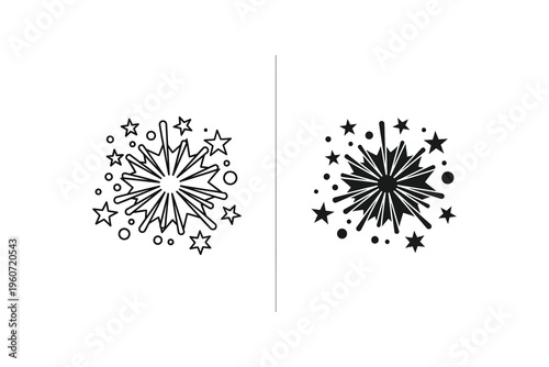 Festive Starburst Celebration Icon: Firework Explosion and Party Effect Symbol