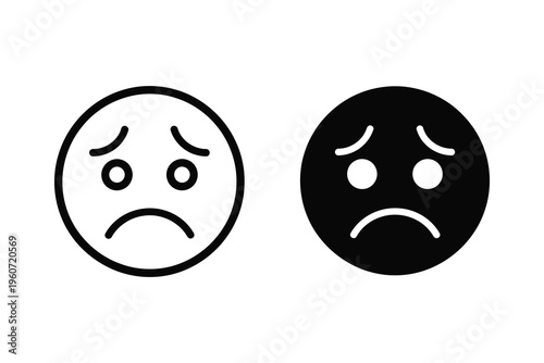 Sad Face Emoji Icon: Unhappy, Disappointed, or Negative Emotion Symbol