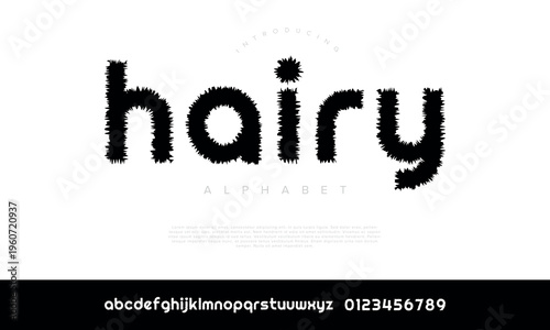 Unique Hairy Texture Alphabet Design Spiky Rough Edge Font for Creative Poster and Monster Theme