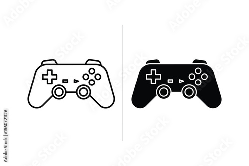 Video Game Controller Gamepad Icon Set - Gaming Console and Entertainment Device