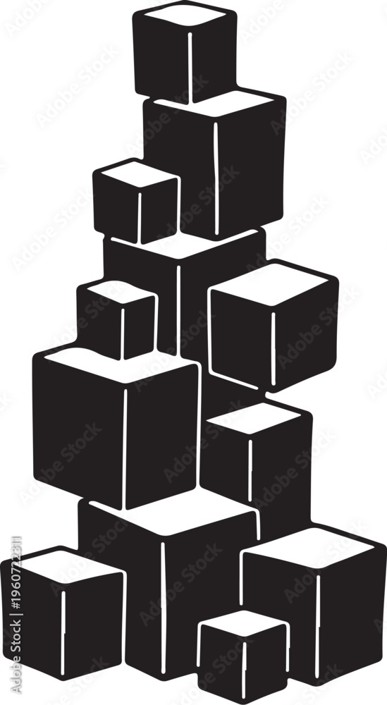 Obraz premium Black and white cubes stacked in a pyramid shape