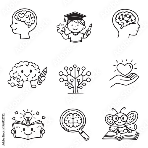 Vector logo for pediatric neuropsychology. Pediatric neuropsychology. Design element for children's centers, clinics, psychologists and other uses.