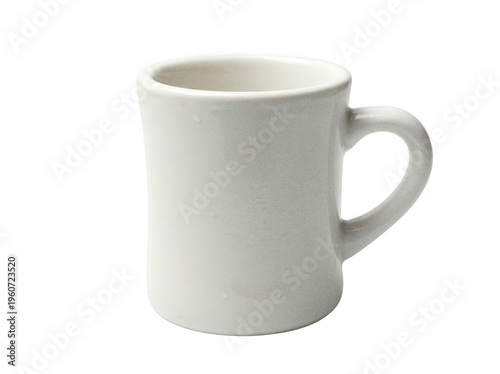 Plain white ceramic coffee mug with sturdy handle for clean isolated transparent background image
