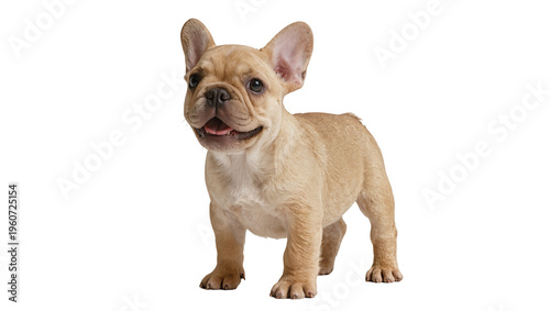 Fotografia Adorable fawn French Bulldog puppy standing attentively with floppy ears display