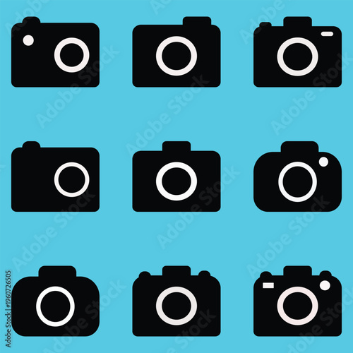 camera icon set vector 