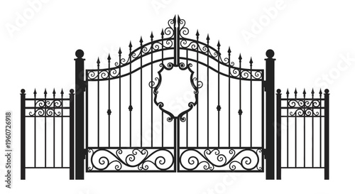 Ornate wrought iron gate and fence.