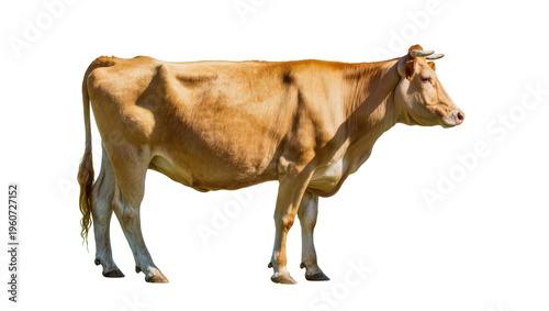 Fotografie Large brown and tan cow standing sideways displaying its muscular form and gentl