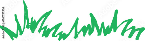 Crayon grass, childlike illustration, green scribble chalk texture. Nature lawn, field, spring, summer.