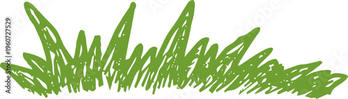 Crayon grass, childlike illustration, green scribble chalk texture. Nature lawn, field, spring, summer.