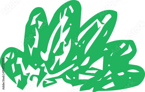 Crayon grass, childlike illustration, green scribble chalk texture. Nature lawn, field, spring, summer.