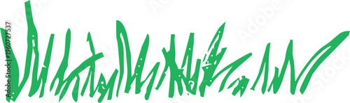 Crayon grass, childlike illustration, green scribble chalk texture. Nature lawn, field, spring, summer.