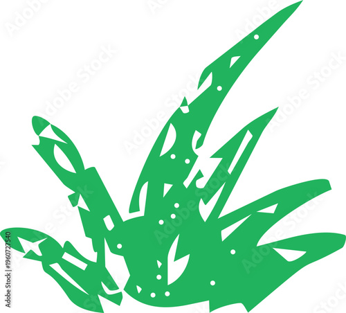 Crayon grass, childlike illustration, green scribble chalk texture. Nature lawn, field, spring, summer.