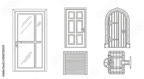 Architectural elements and door designs.