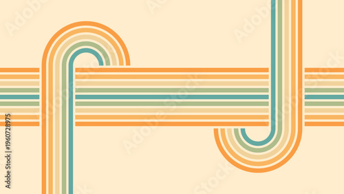 Abstract background of rainbow groovy Wavy Line design in 1970s Hippie Retro style. Vector pattern ready to use for cloth, textile, wrap and other.