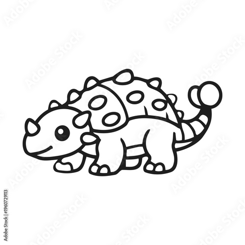 Dinosaur Doodle Icon - Ankylosaurus Hand-Drawn illustration