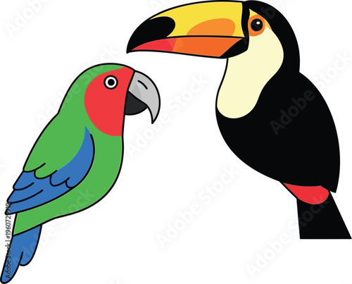 Tropical feathered companions illustrate nature's charm