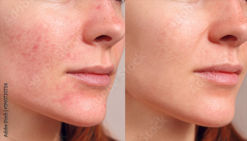 Laser skin peeling before and after results of facial rejuvenation treatment