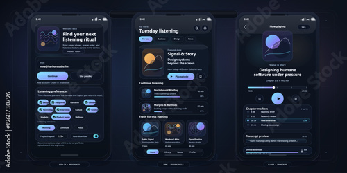 Find your next listening ritual with Signal and Story application on a mobile phone at night