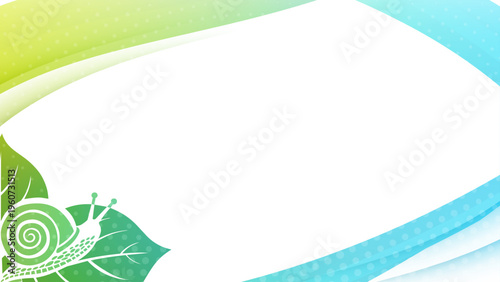 Fresh early summer background frame with snail and dotted wave
