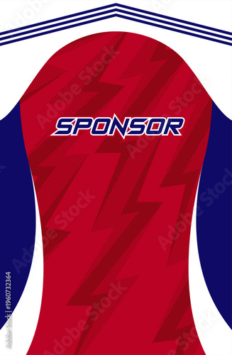 Energetic red and white abstract jersey background with lightning style pattern and bold composition