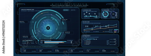 Futuristic digital interface displaying artificial intelligence data