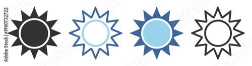 Sun weather energy icon outline on transparent background