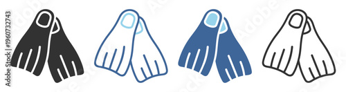 Flippers swim diving equipment flat icon on transparent background