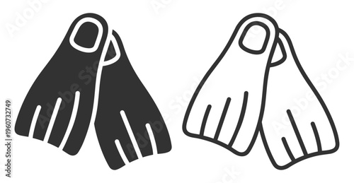 Flippers swim diving equipment flat icon on transparent background